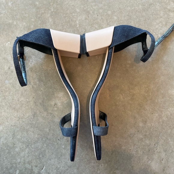 Stuart Weitzman Denim Ankle Strap Block Heel Sandals 9.5 Made in Spain - Picture 3 of 7